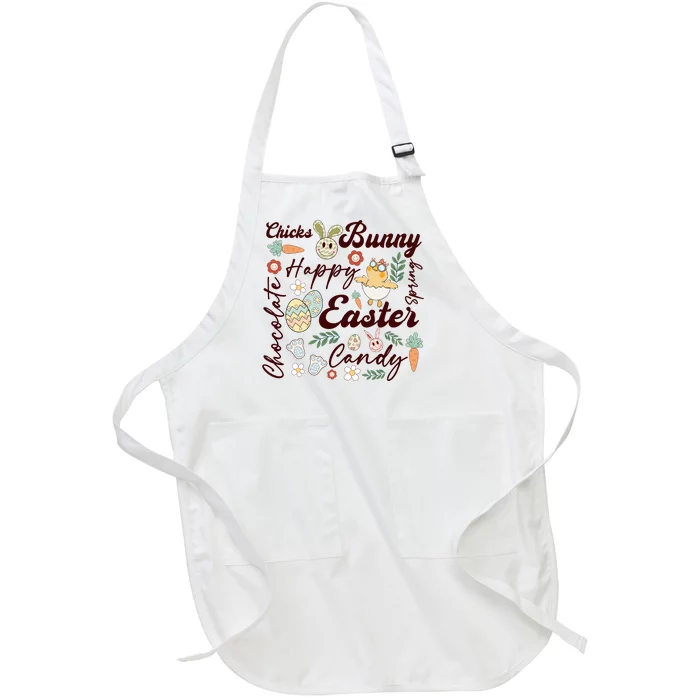 Chicks Bunny Happy Easter Candy Chocolate Full-Length Apron With Pocket