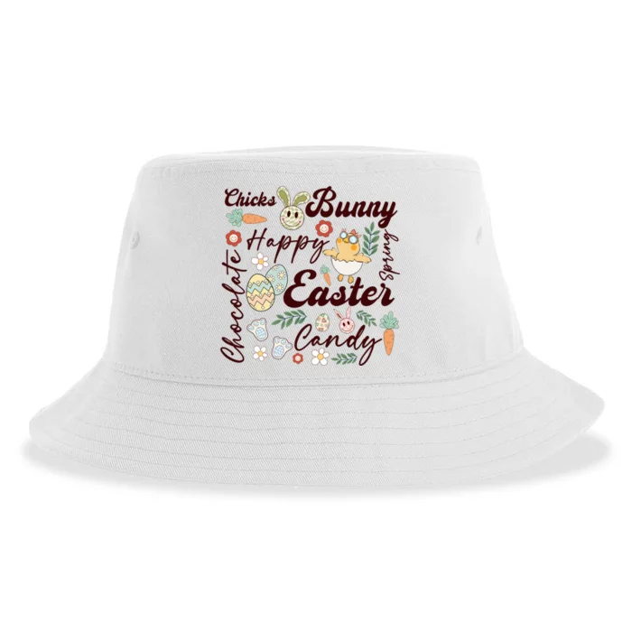 Chicks Bunny Happy Easter Candy Chocolate Sustainable Bucket Hat