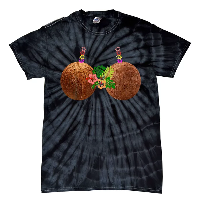 Coconut Bra Hawaii Luau Costume Funny Tie-Dye T-Shirt