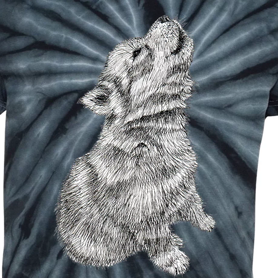 Cute Baby Howling Wolf Cub Sketch TShirt Kids Tie-Dye T-Shirt