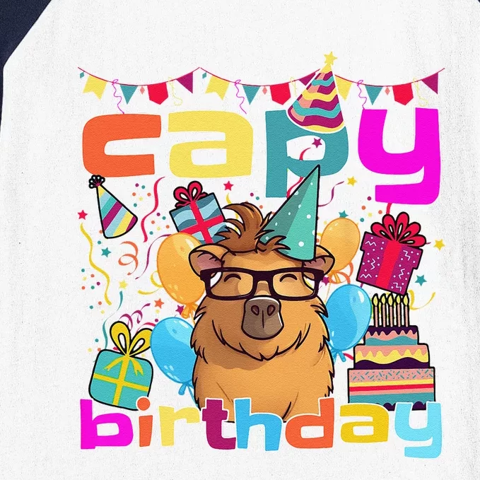 Capy Birthday Happy Birthday Capybara. Funny Capybara Lover Baseball Sleeve Shirt