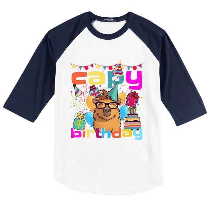 Capy Birthday Happy Birthday Capybara. Funny Capybara Lover Baseball Sleeve Shirt