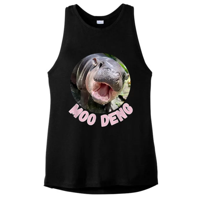 Cute Baby Hippo Moo Deng Bouncy Pig In Thai Hippopotamus Ladies Tri-Blend Wicking Tank