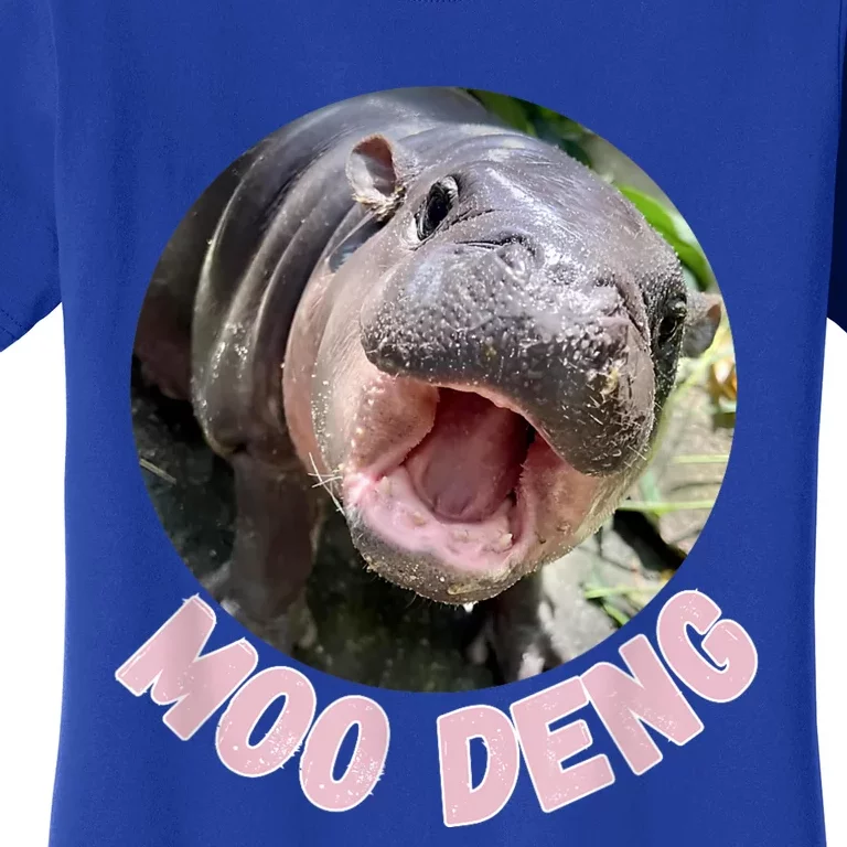 Cute Baby Hippo Moo Deng Bouncy Pig In Thai Hippopotamus Women's T-Shirt