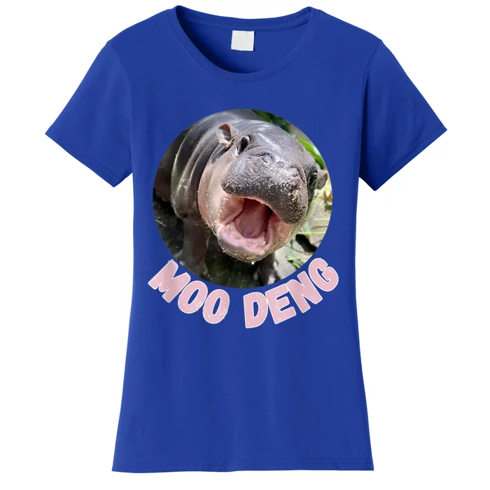 Cute Baby Hippo Moo Deng Bouncy Pig In Thai Hippopotamus Women's T-Shirt