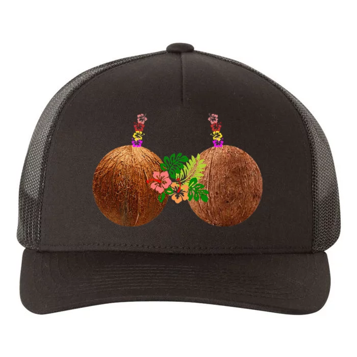 Coconut Bra Hawaii Luau Costume Funny Yupoong Adult 5-Panel Trucker Hat