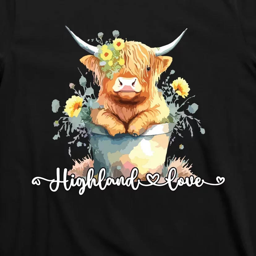 Cute Baby Highland Cow Calf Highland Love Spring Pastel T-Shirt