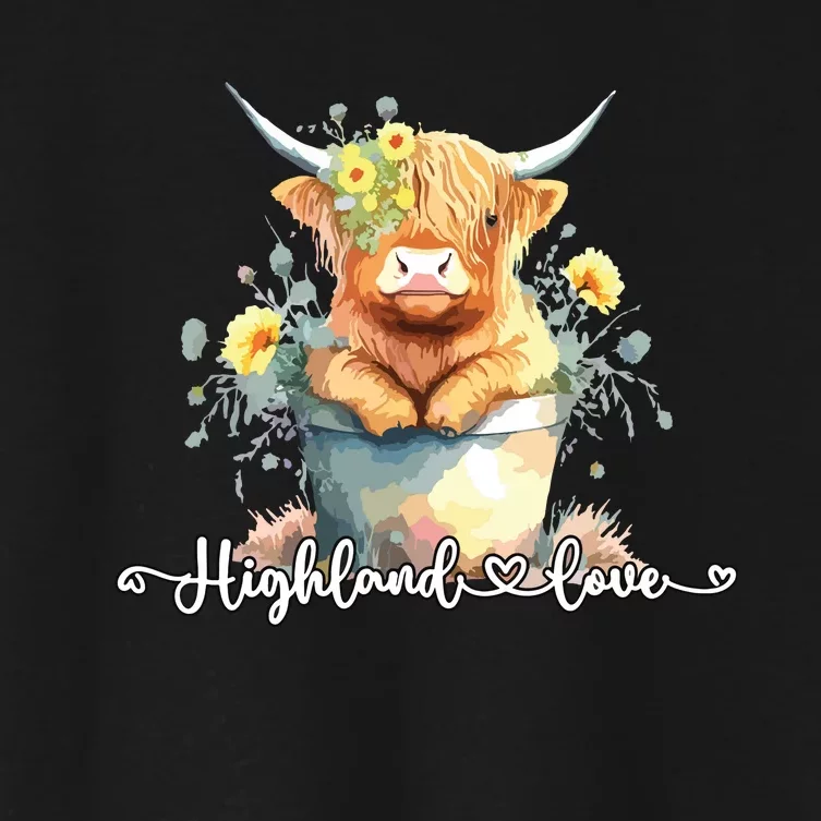 Cute Baby Highland Cow Calf Highland Love Spring Pastel Women's Crop Top Tee