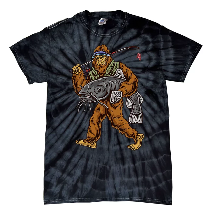 Catfishing Bigfoot Hunting Catfisher Tie-Dye T-Shirt