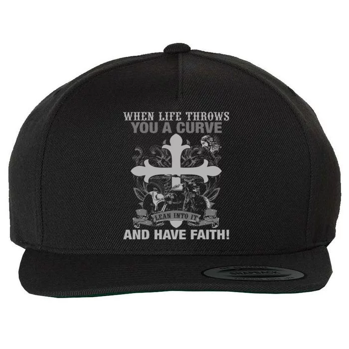 Christian Biker Have Faith Motorcycle Design Wool Snapback Cap