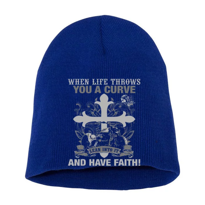 Christian Biker Have Faith Motorcycle Design Short Acrylic Beanie