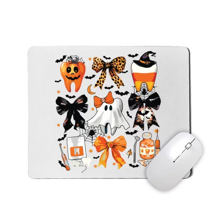 Coquette Bow Halloween Teeth Dentist Dental Assistant Ghost Mousepad