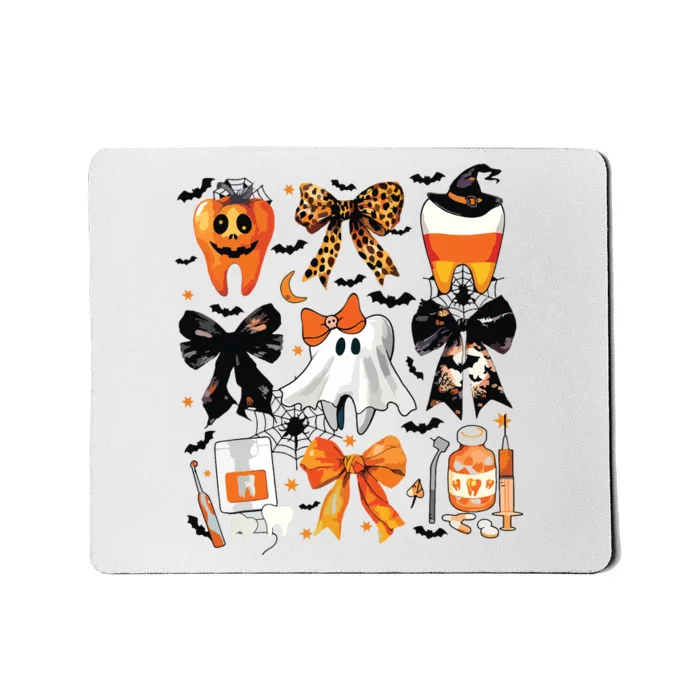 Coquette Bow Halloween Teeth Dentist Dental Assistant Ghost Mousepad