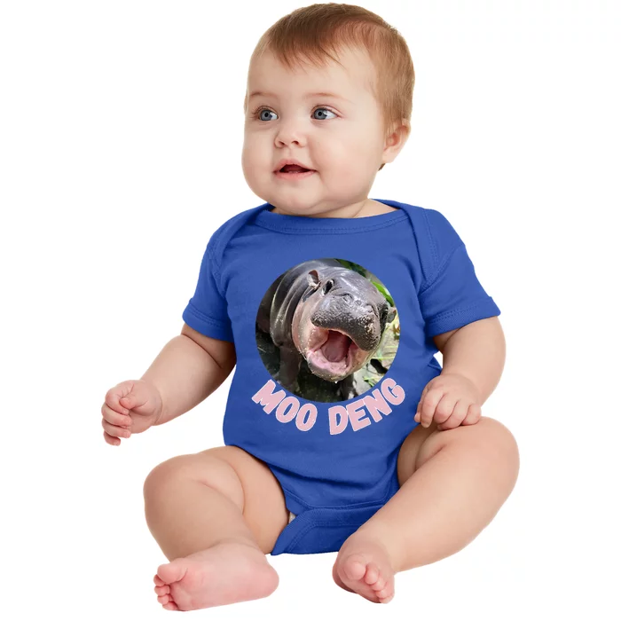 Cute Baby Hippo Moo Deng Bouncy Pig In Thai Hippopotamus Baby Bodysuit