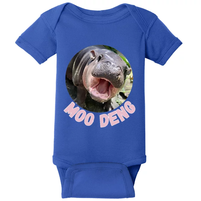 Cute Baby Hippo Moo Deng Bouncy Pig In Thai Hippopotamus Baby Bodysuit