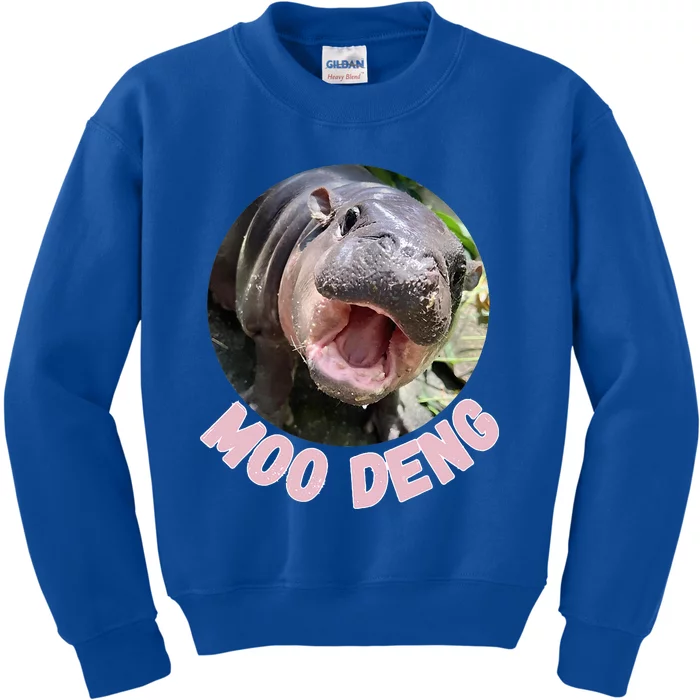 Cute Baby Hippo Moo Deng Bouncy Pig In Thai Hippopotamus Kids Sweatshirt