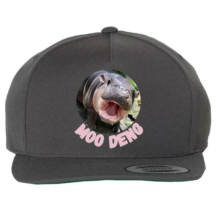 Cute Baby Hippo Moo Deng Bouncy Pig In Thai Hippopotamus Wool Snapback Cap