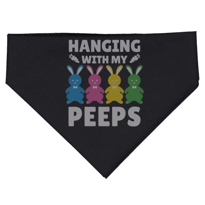 Cute Bunnies Hanging With My Peeps Great Gift USA-Made Doggie Bandana