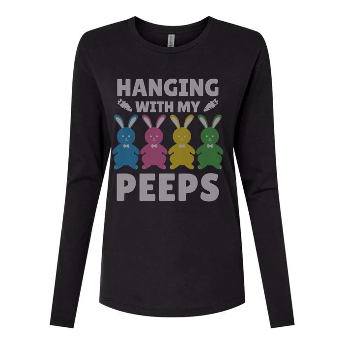 Cute Bunnies Hanging With My Peeps Great Gift Womens Cotton Relaxed Long Sleeve T-Shirt