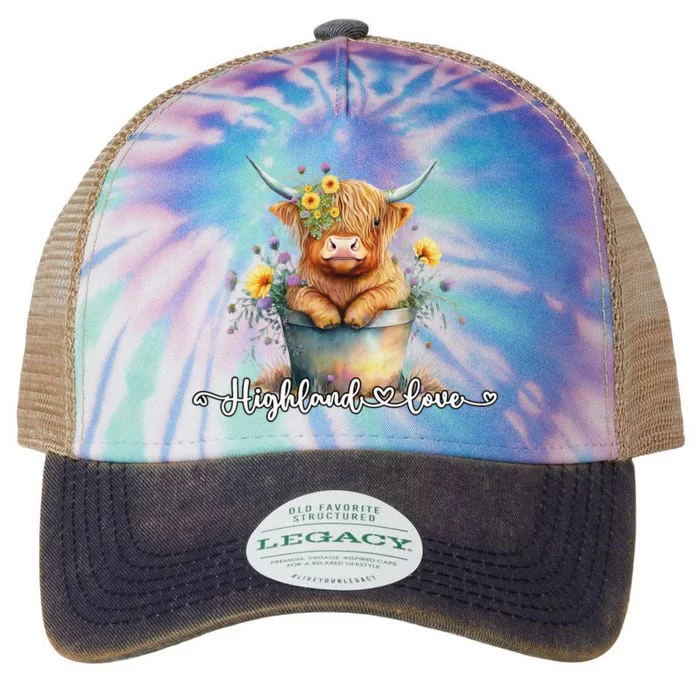 Cute Baby Highland Cow Calf Highland Love Spring Pastel Legacy Tie Dye Trucker Hat