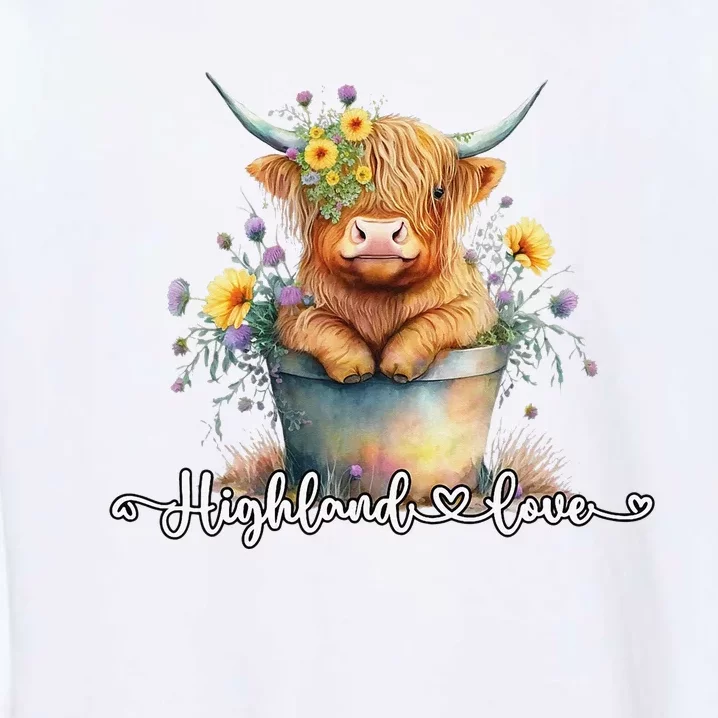 Cute Baby Highland Cow Calf Highland Love Spring Pastel Garment-Dyed Sweatshirt