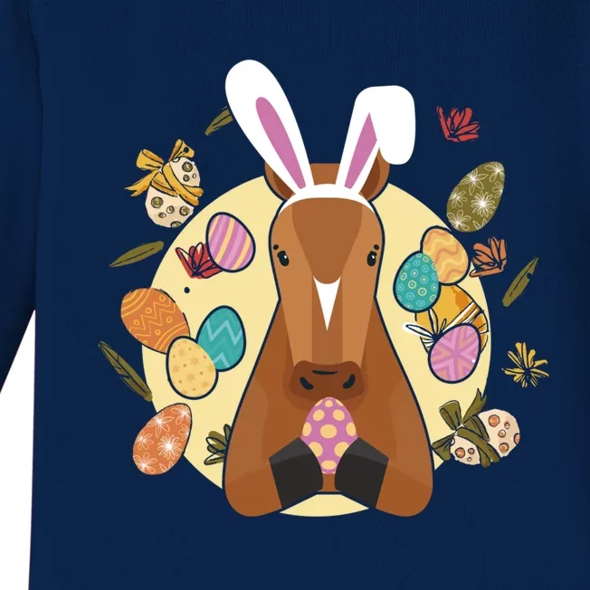 Cute Bunny Horse Easter Sunday Egg Hunter Gift Baby Long Sleeve Bodysuit