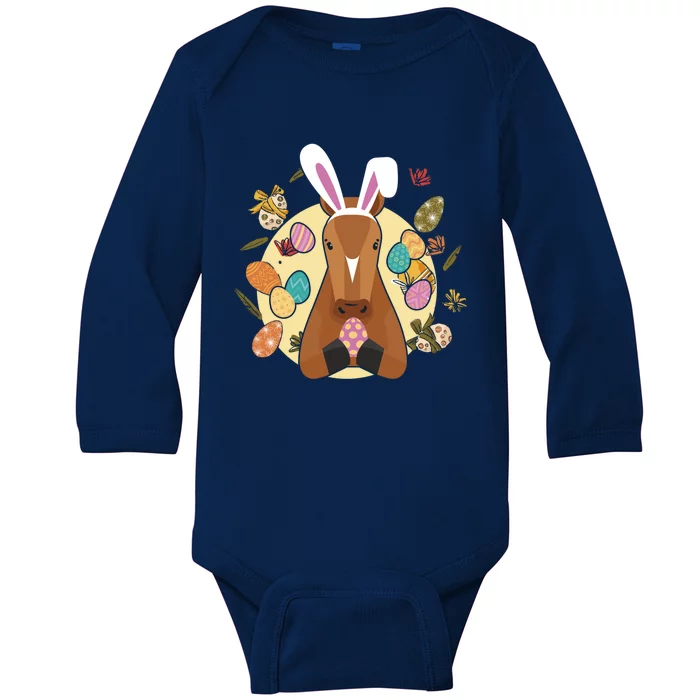 Cute Bunny Horse Easter Sunday Egg Hunter Gift Baby Long Sleeve Bodysuit