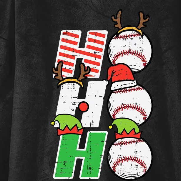 Christmas Baseball Ho Ho Ho Funny Xmas Sports Hooded Wearable Blanket