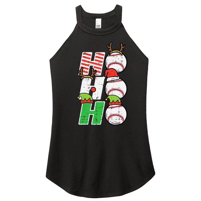 Christmas Baseball Ho Ho Ho Funny Xmas Sports Women’s Perfect Tri Rocker Tank