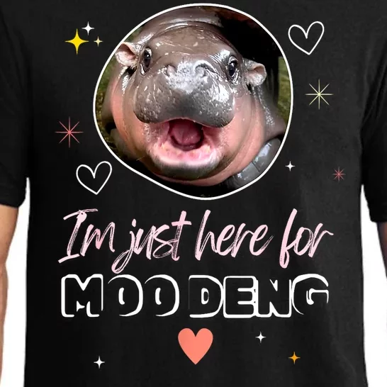 Cute Baby Hippo Im Just Here For Moo Deng Bouncy Souvenir Gift Pajama Set