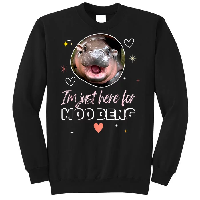 Cute Baby Hippo Im Just Here For Moo Deng Bouncy Souvenir Gift Tall Sweatshirt