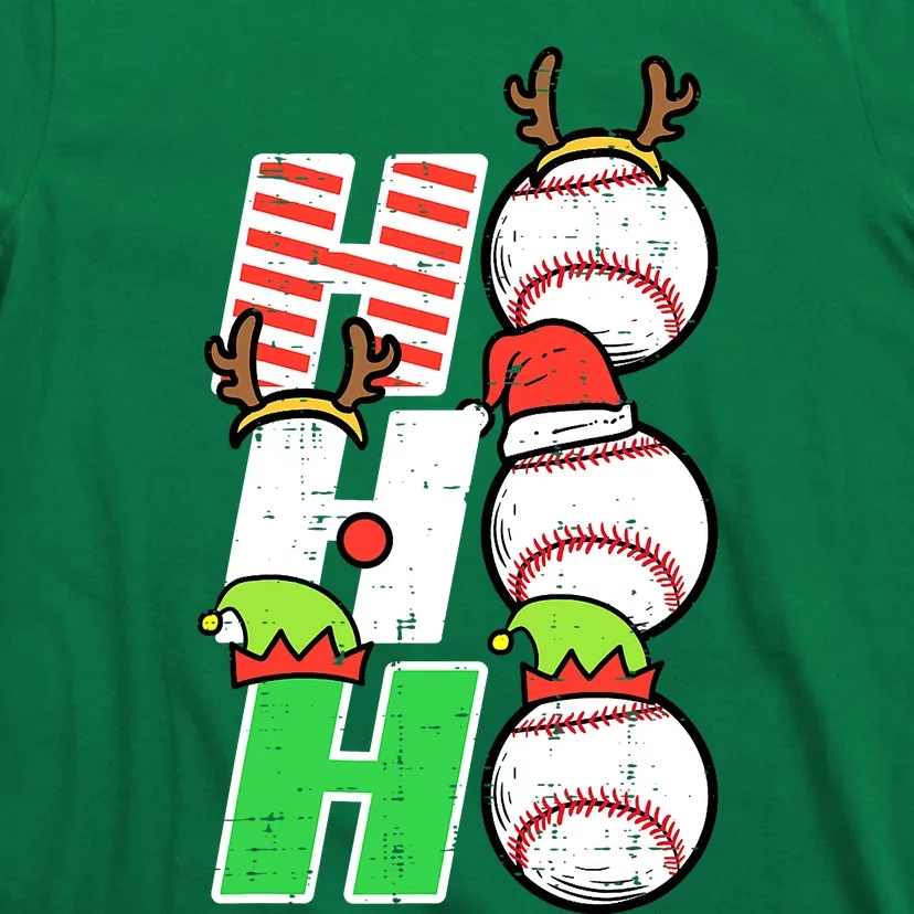 Christmas Baseball Ho Ho Ho Funny Xmas T-Shirt