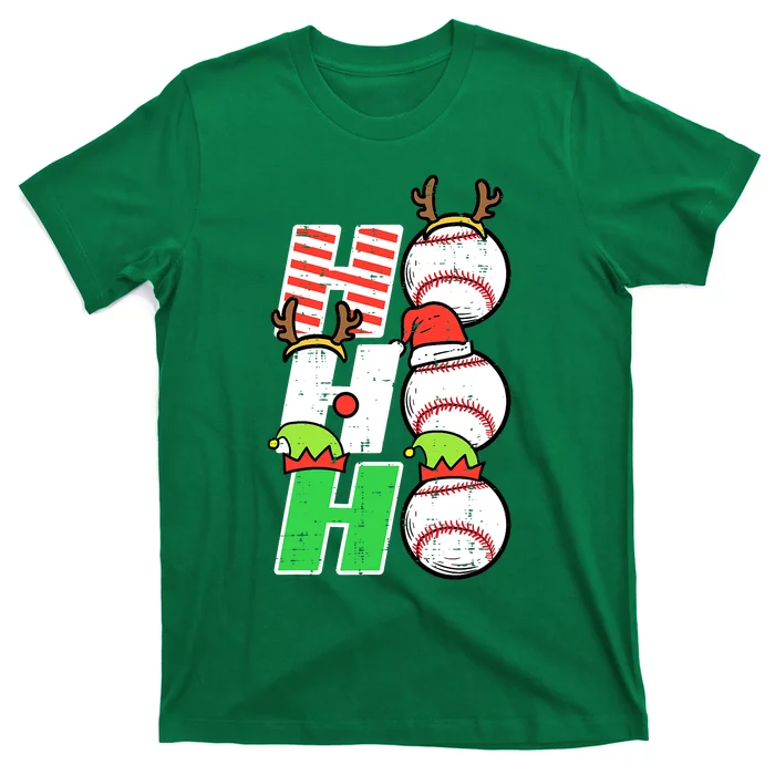 Christmas Baseball Ho Ho Ho Funny Xmas T-Shirt