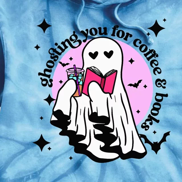 Cute Books Halloween Ghost Ghosting You For Coffee And Books Tie Dye Hoodie