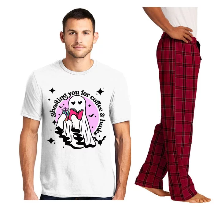 Cute Books Halloween Ghost Ghosting You For Coffee And Books Pajama Set