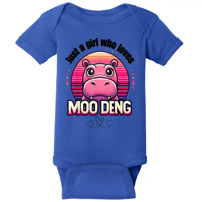 Cute Baby Hippo Just A Girl Who Loves Moo Deng Cute Gift Baby Bodysuit