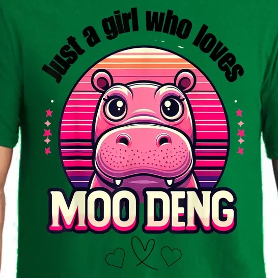 Cute Baby Hippo Just A Girl Who Loves Moo Deng Cute Gift Pajama Set