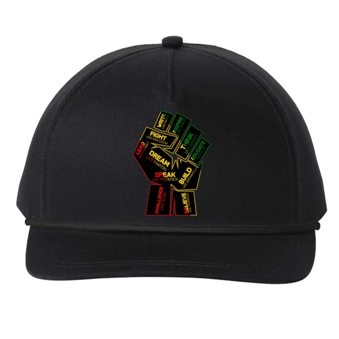 Cool Black History Month Historical Figures Protest Fist Snapback Five-Panel Rope Hat