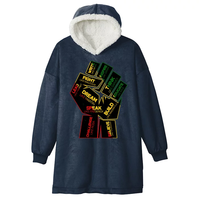 Cool Black History Month Historical Figures Protest Fist Hooded Wearable Blanket