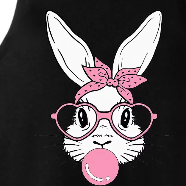 Cute Bunny Heart Glasses Bubblegum for  Easter Day Ladies Tri-Blend Wicking Tank