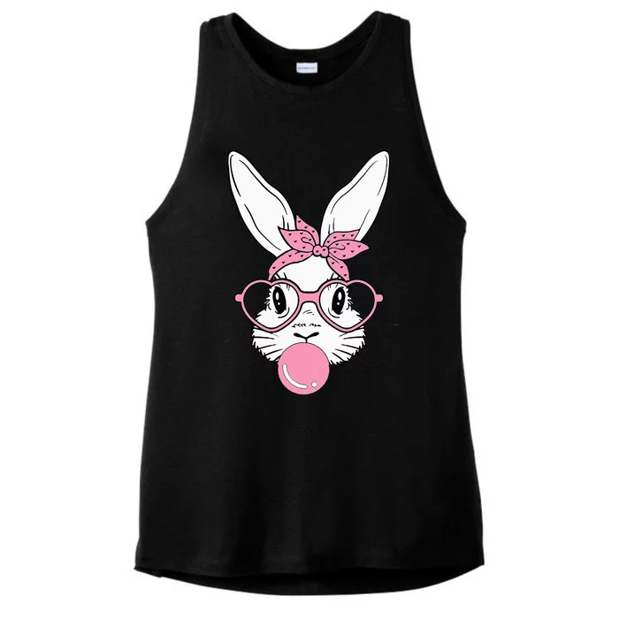 Cute Bunny Heart Glasses Bubblegum for  Easter Day Ladies Tri-Blend Wicking Tank