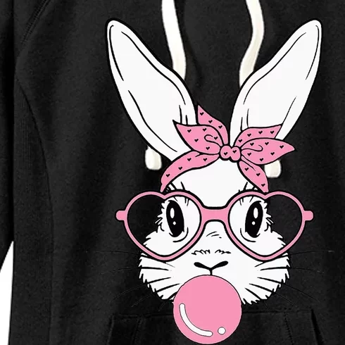 Cute Bunny Heart Glasses Bubblegum for  Easter Day Women's Fleece Hoodie