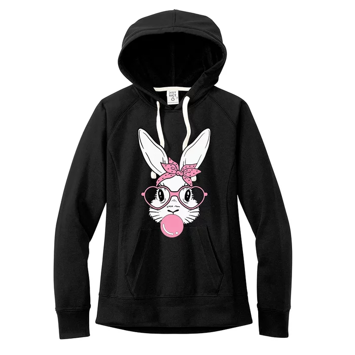 Cute Bunny Heart Glasses Bubblegum for  Easter Day Women's Fleece Hoodie