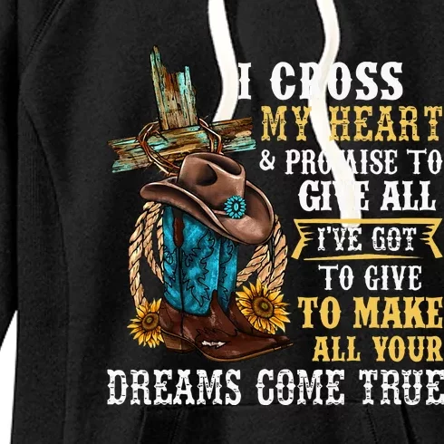 Cowgirl Boots & Hat I Cross My Heart Western Country Women's Fleece Hoodie