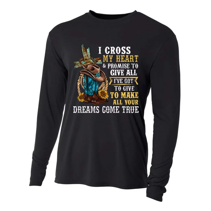 Cowgirl Boots & Hat I Cross My Heart Western Country Cooling Performance Long Sleeve Crew