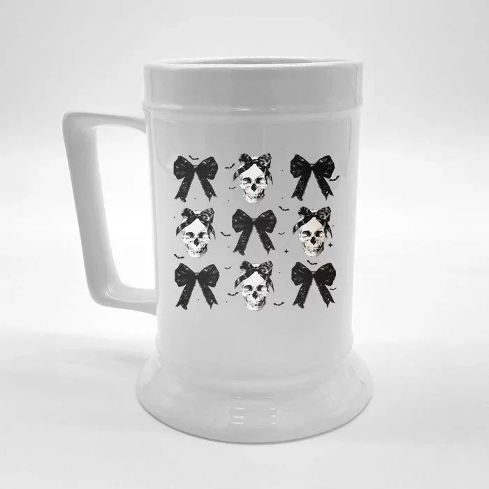 Coquette Bow Halloween Halloween Skull Front & Back Beer Stein