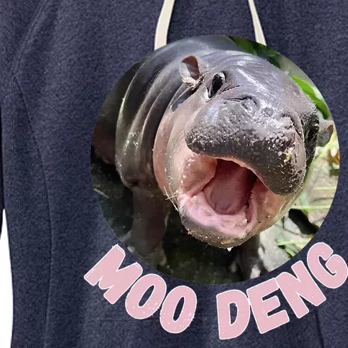 Cute Baby Hippo Moo Deng Bouncy Pig In Thai Hippopotamus Women's Fleece Hoodie