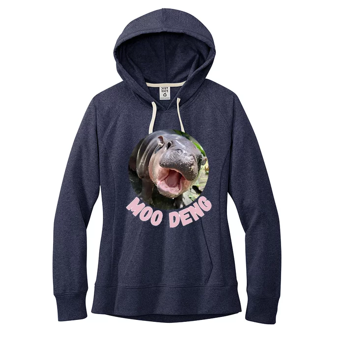 Cute Baby Hippo Moo Deng Bouncy Pig In Thai Hippopotamus Women's Fleece Hoodie