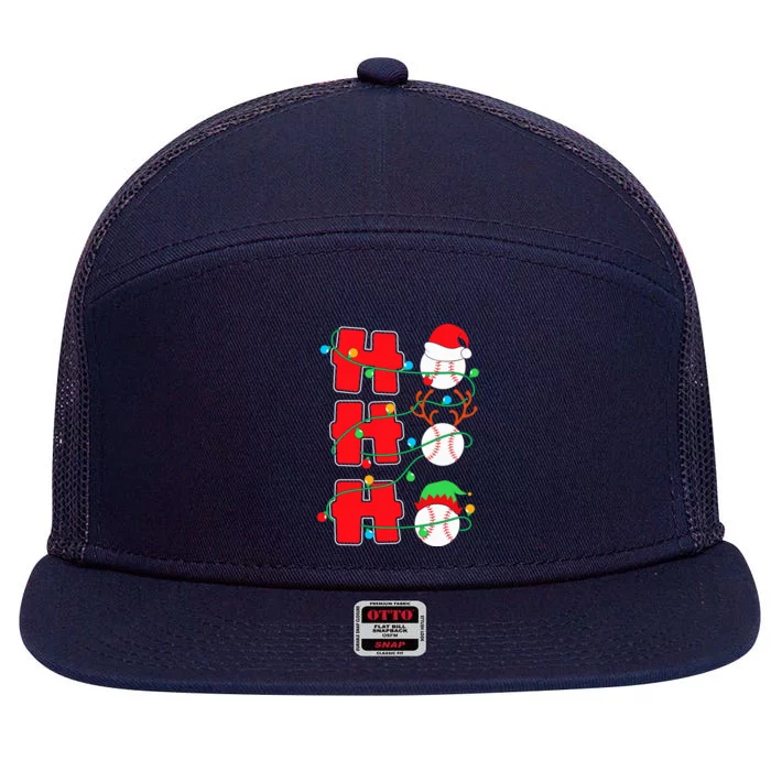 Christmas Baseball Ho Ho Ho Funny Xmas Sports Meaningful Gift 7 Panel Mesh Trucker Snapback Hat