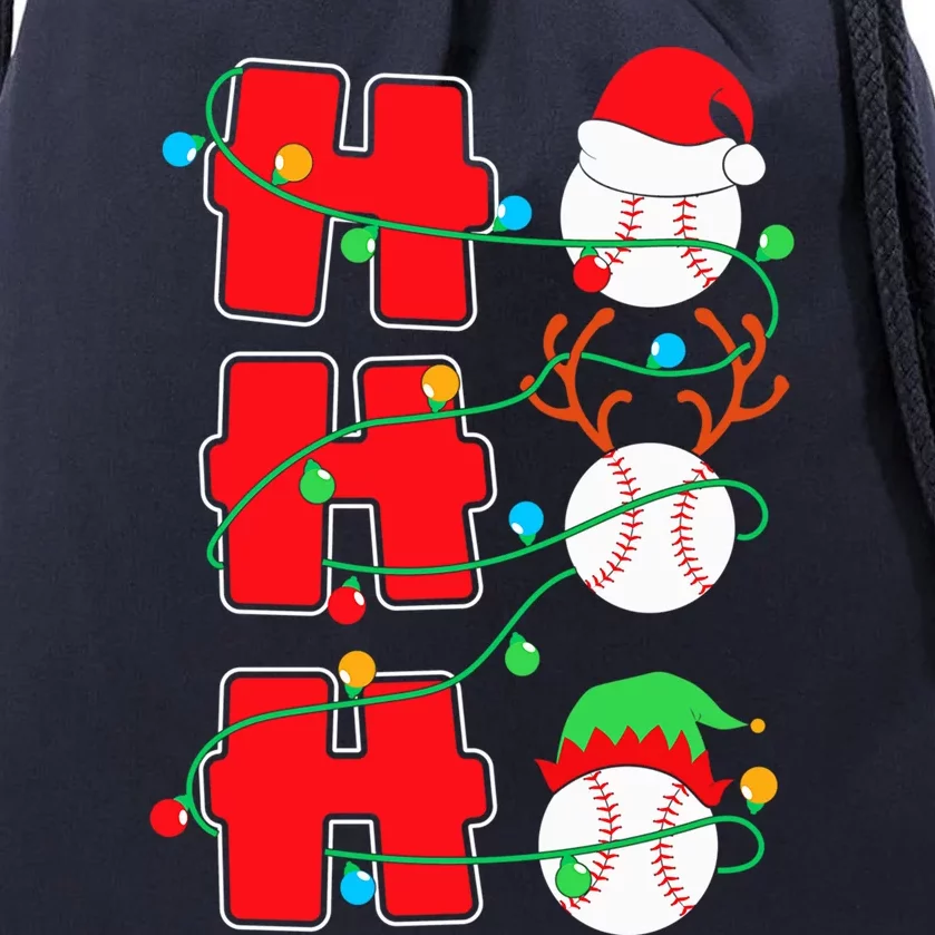 Christmas Baseball Ho Ho Ho Funny Xmas Sports Meaningful Gift Drawstring Bag